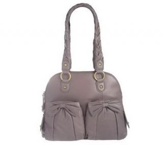Fiore by Isabella Fiore Leather Satchel with Bow and Pleat Details