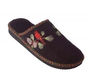 Indoor/Outdoor Memory Foam Embroidered Scuff Slippers —