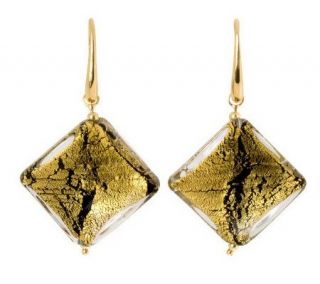 Muran Glass Gold Plated Sterling Diamond ShapedDangle Earrings