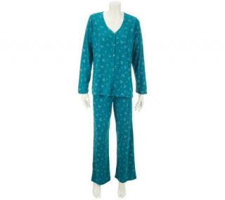 Carole Hochman Dotted Daisies Cotton Jersey 3 Piece Pajama Set 