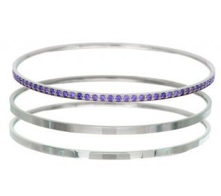 Steel by Design Set of 3 Bracelets with Crystal Accents   J273960