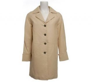 Excelled Ladies Leather Notched Lapel Swing Coat —