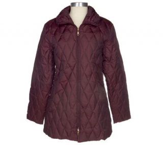 Larry Levine Down/Feather Diamond Quilted 2 way Zip Front Jacket