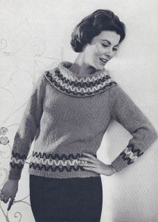  Knitting PATTERN to make 1950s Knitted Cowell Neck Pullover Sweater