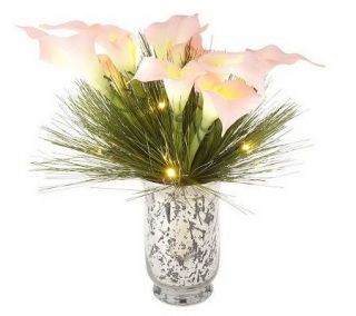 BethlehemLights Calla Lily Arrangement in Mercury Style Glass Vase 