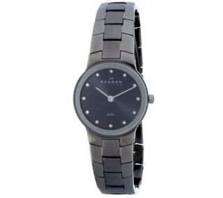Skagen Womens Charcoal Stainless Steel Watch w/Mirror Border   J302557