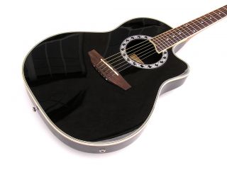  Black High Quality Gloss Standard Size Acoustic Electric Guitar
