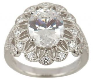 Diamonique Sterling 4.65 cttw Oval Estate Style Ring —