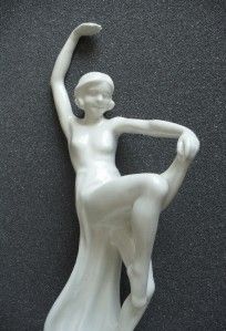 Cowan Vintage Art Pottery Flower Frog Figurine Dancing Girl with Scarf
