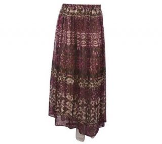 Motto Petite Ikat Printed Elastic Waist Long Skirt —
