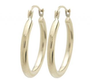 High Polished Medium Round Tube Hoop Earrings 14K Gold —
