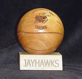 University Of Kansas Laser Engraved Wood Basketball B — 
