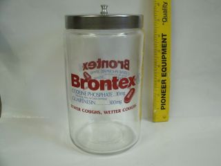 Vintage Brontex Glass Medical Canister Doctors Office Jar Stainless