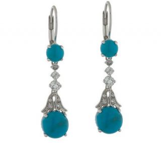 Smithsonian Sterling Turquoise and White Topaz Earrings —