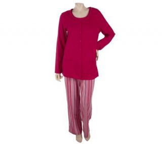 Carole Hochman Blossom Stripe 3 piece Pajama Set —