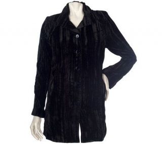 Linea by Louis DellOlio Crushed Velvet Button Front Jacket   A218565