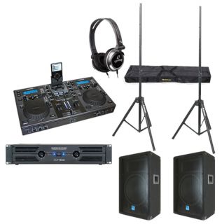 CORTEX DMIX 600 PRO DJ IPOD CONTROLLER (2) GT 1504 SPEAKERS & VLP1500