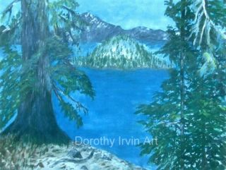 Wizard Island from Rim of Crater Lake Oregon ACEO Print