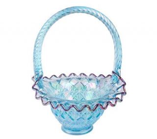 Fenton Art Glass Celeste Blue Fine Cut Basket —