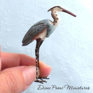 Blue Crane Bird   Nautical Seaside Beach   Dollhouse Miniature