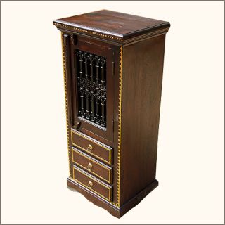 Solid Wood 3 Storage Drawers Kitchen Corner Cabinet w Wrought Iron