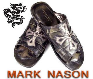 Lounge by Mark Nason Sandals Gray Leather Oxnard Shoes