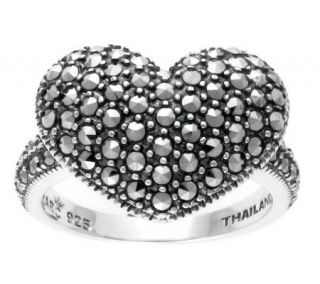 Suspicion Sterling Marcasite Domed Heart Ring —