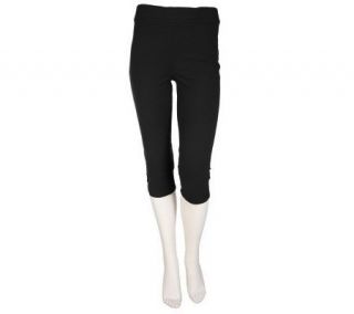 Sport Savvy Stretch Knit Capri Legging with Button and Lace Detail