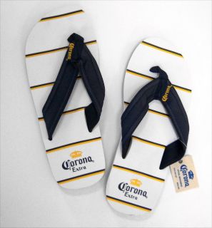 CORONA BEER CASUAL WHITE STRIPED SANDALS FLIP FLOPS NEW MENS 8 9