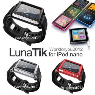 Negro Color Aluminio Correa de reloj LunaTik para iPod nano6 primera
