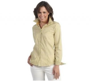 Liz Claiborne New York Long Sleeve Gingham Shirt with Roll Tab