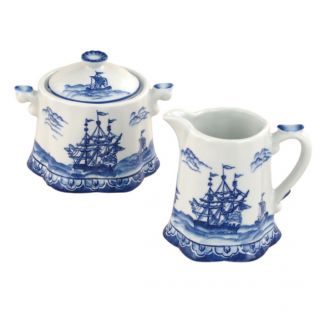  by Sadek Blue Export Porcelain Coffee Tea Sugar and Creamer Set