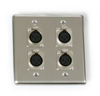  quad wall plate with 4 female xlr chasis mount connectors this wall