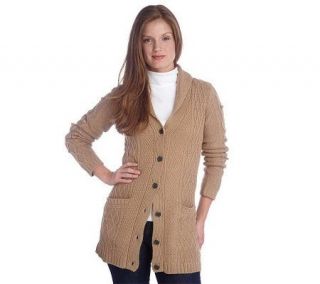 Liz Claiborne New York Long Sleeve Shawl Collar Sweater Coat