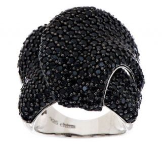 70 ct tw Black Spinel Bold Pave Wrapped Ring, Sterling —