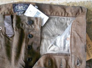 RRL RALPH LAUREN 32X32 Men $490 NWT Jeans Leather Brown Denim Boot Cut