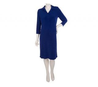 Citiknits 3/4 Cuff Sleeve Dress with 1 Button Placket —
