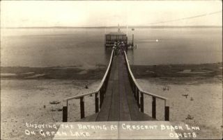 GREEN LAKE MN Crescent Beach Inn Pier Old Real Photo Postcard