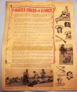 Vintage Pirate Poster Pirates Creed of Ethics 1974