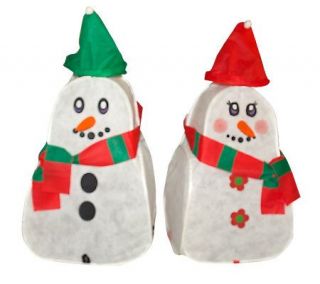 Twist & Fold Set of 2 Snow Children Lawn Ornaments —