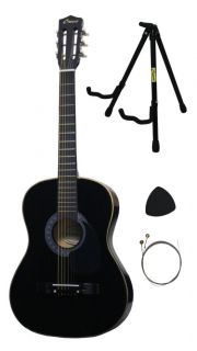 New Crescent Beginners Handmade Black Acoustic Guitar Stand and EXTRAS