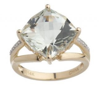 Cushion Shaped Star Cut 5.70ct Gemstone & DiamondAccent Ring, 14K 