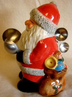 Christmas Santa Measuring Spoon Holder 6 Tall 4 Spoons New Cracker