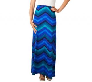 Isaac Mizrahi Live Colorblock Chevron Print Knit Maxi Skirt