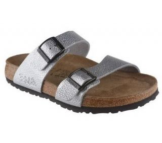 Birkis Soft Footbed Textured Adj. Double Strap Sandals —