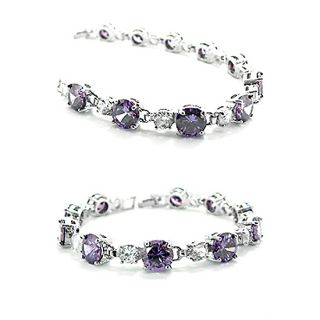 Fashion Jewelry Lady Gift Purple Amethyst Gold GP Bracelet Hand Chain