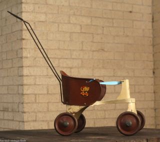  Turner Metal Tin Baby Doll Bear Crib Basket Wagon Stroller Toy