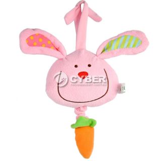 Cute Pull Bell Crib Toy Musical Pink Bunny Rabbit Bed Hanging Lullaby