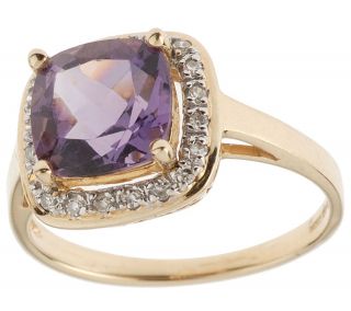 Cushion Cut Gemstone and 1/10 ct tw Diamond Ring 14K Gold —