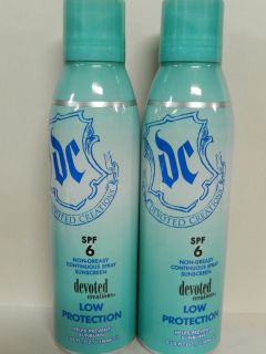 Lot of 2 SEALED DC SPF 6 Continuous Spray Sunscreen Protection Devoted